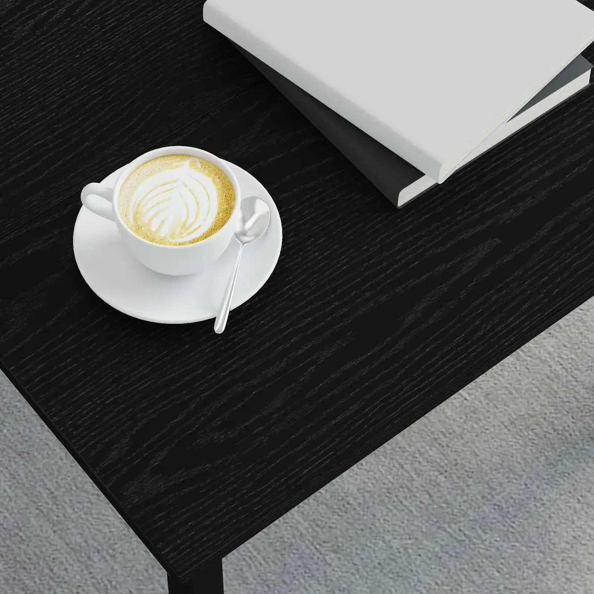 Coffee Table Black Rectangular Modern Living Room Accent Furniture Clean Lines