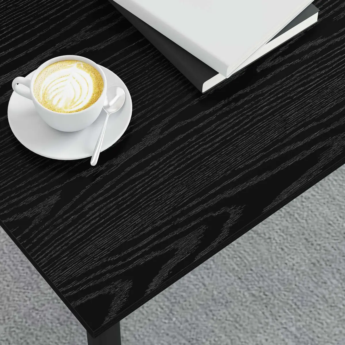 Coffee Table Black Rectangular Modern Living Room Accent Table Engineered Wood