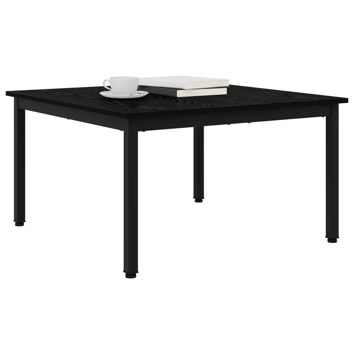 Coffee Table Rectangular Engineered Wood Black 80 x 80 x 45 cm Modern Minimalist with Metal Legs