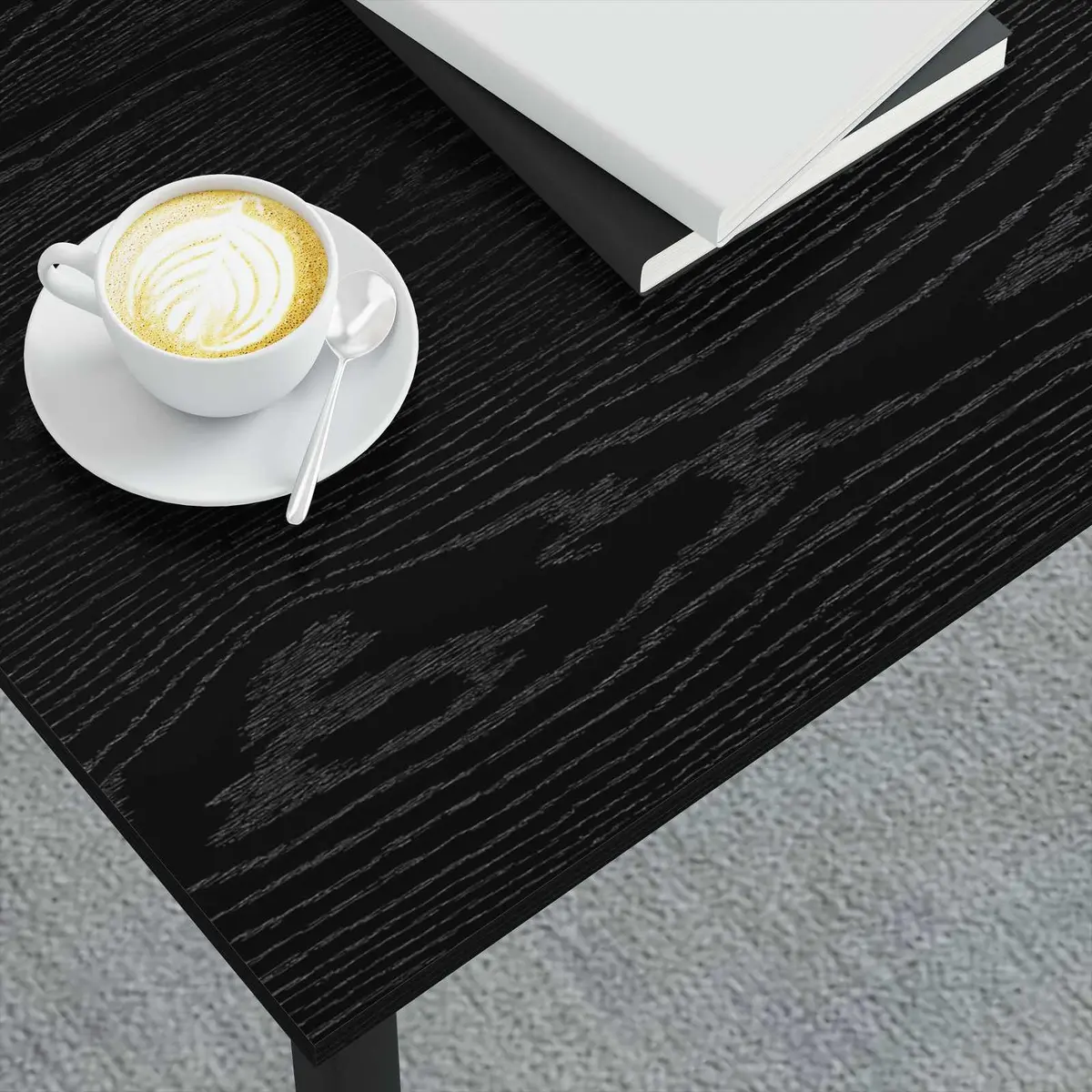 Coffee Table Rectangular Engineered Wood Black 80 x 80 x 45 cm Modern Minimalist with Metal Legs
