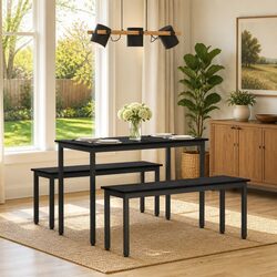 Practical Modern Black Dining Bench for Home Use