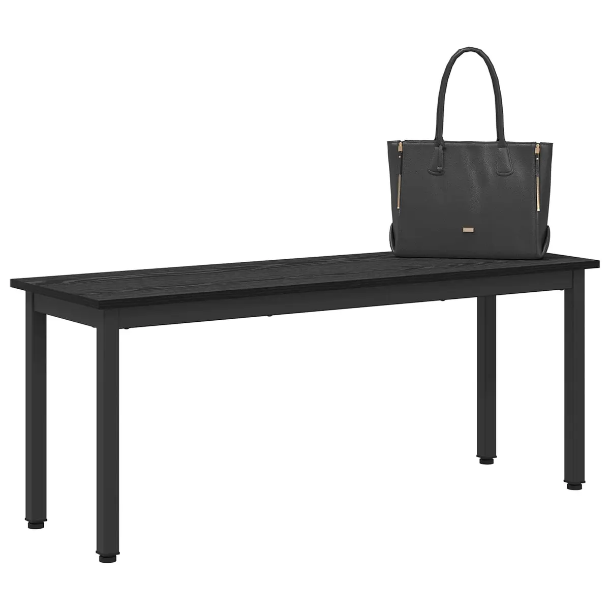 Dining Bench Engineered Wood Rectangle Black Modern