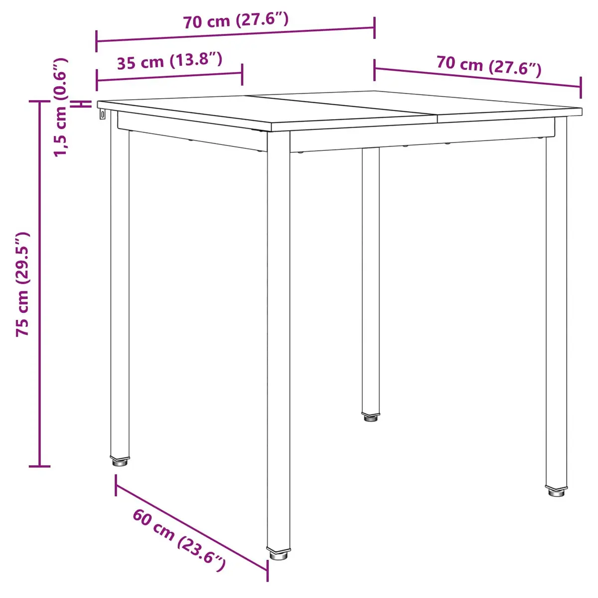 Dining Table for Home Use 70x70x75cm
