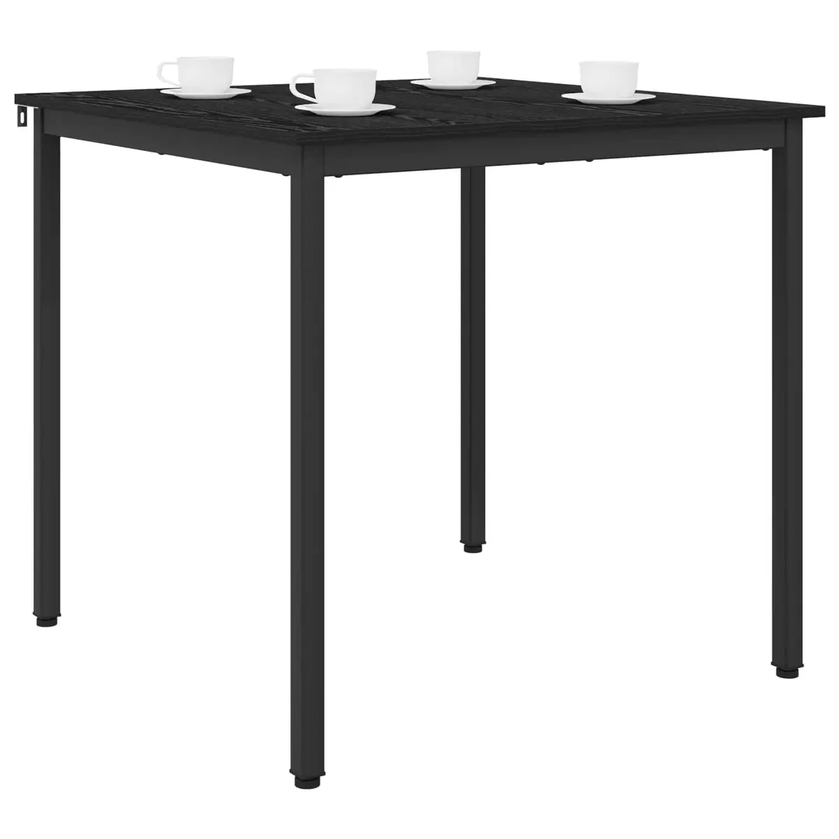 Dining Table Engineered Wood Surface Black Metal Frame 80x80x75cm Modern Kitchen Furniture