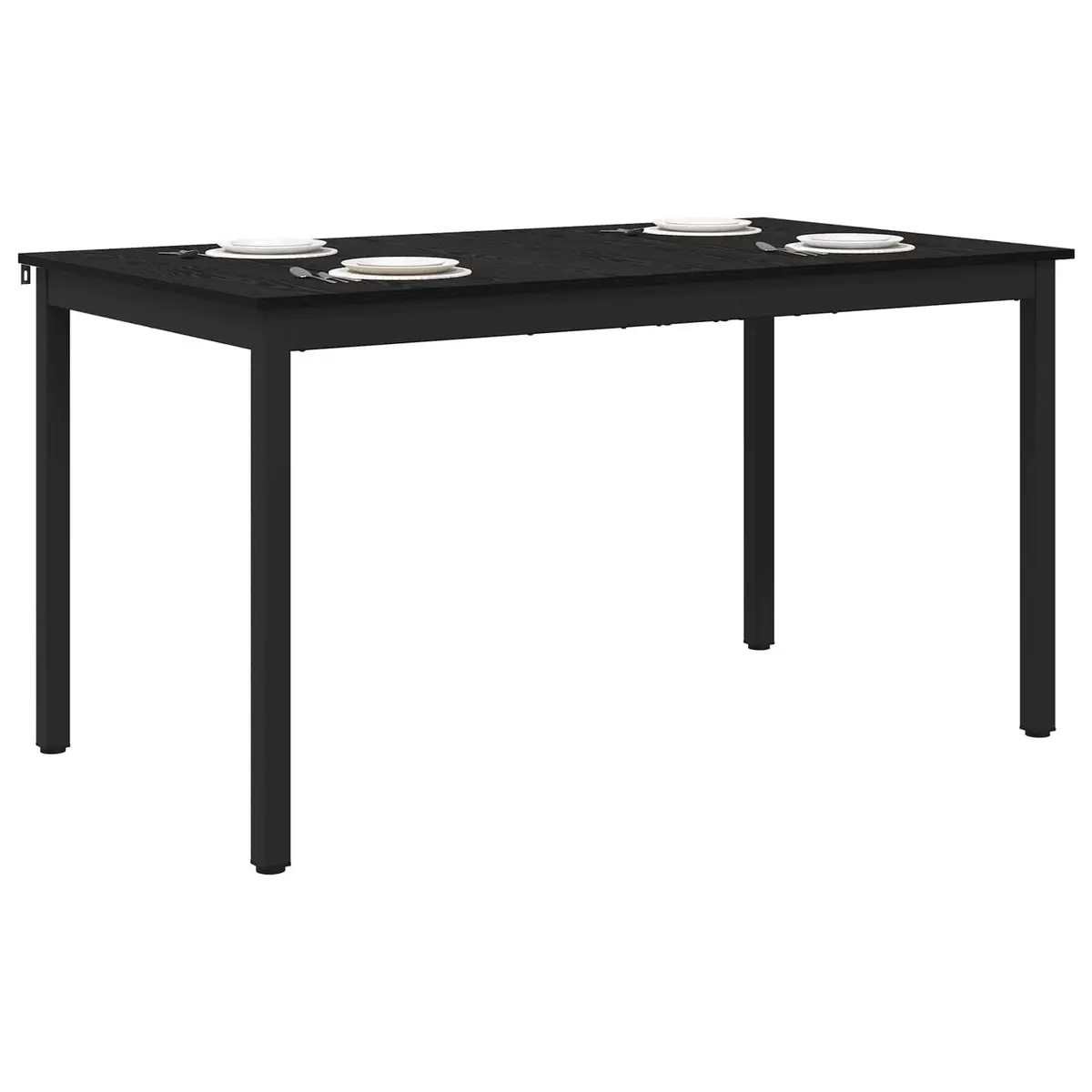 Dining Table Engineered Wood Surface 140x80x75cm Rectangular Black Metal Frame