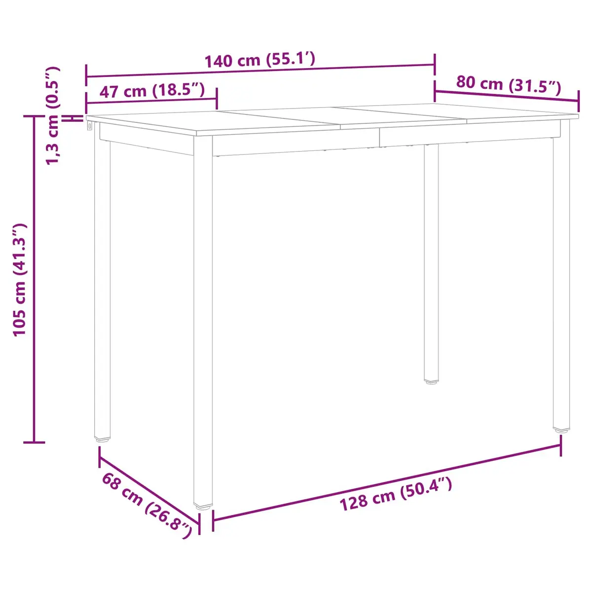 Standing Bar Table Rectangular Engineered Wood Solid Metal Black