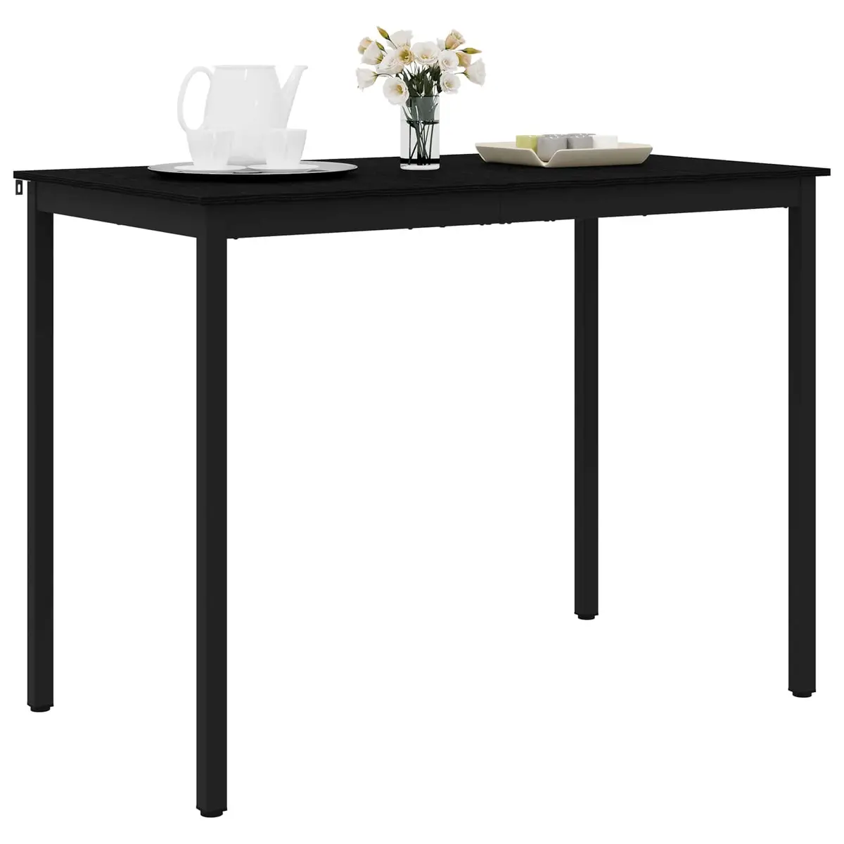 Standing Bar Table Rectangular Engineered Wood Solid Metal Black
