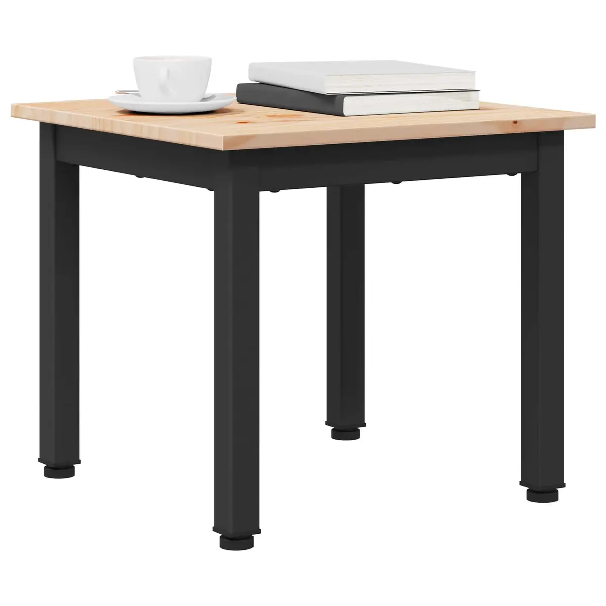 Coffee Table Solid Pine Wood Top Metal Legs 40 x 40 x 36 cm Brown