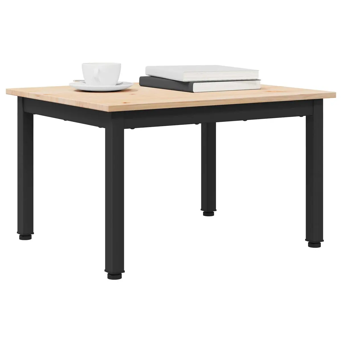 Coffee Table Natural Wood Top Square Metal Legs Modern Living Room Accent