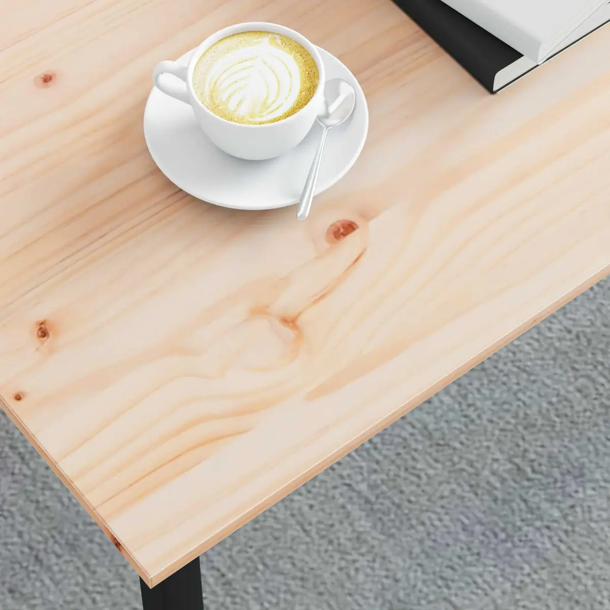 Coffee Table Modern Solid Pine Wood Metal Legs Accent Living Room Furniture
