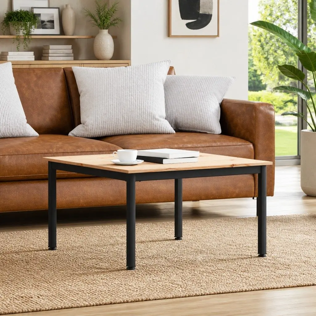 Coffee Table Solid Pine Wood Brown 80x80x45cm