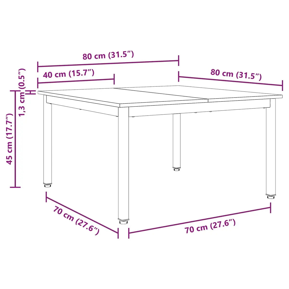Coffee Table Solid Pine Wood Brown 80x80x45cm