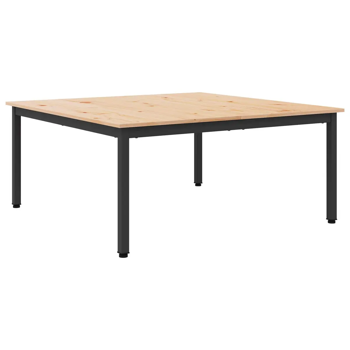 Coffee Table Modern Design Solid Pine Wood Top Square Metal Legs Brown