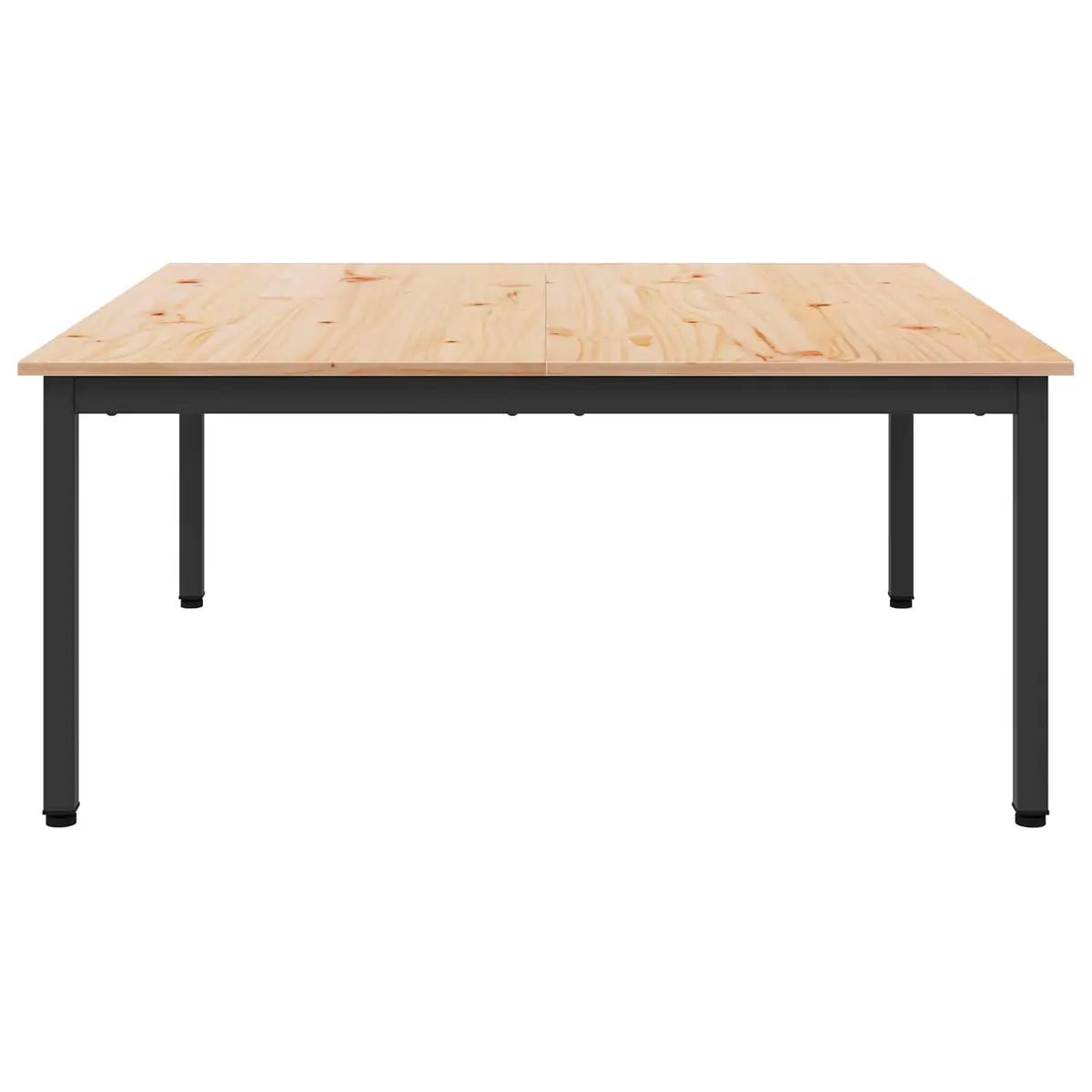 Coffee Table Modern Design Solid Pine Wood Top Square Metal Legs Brown