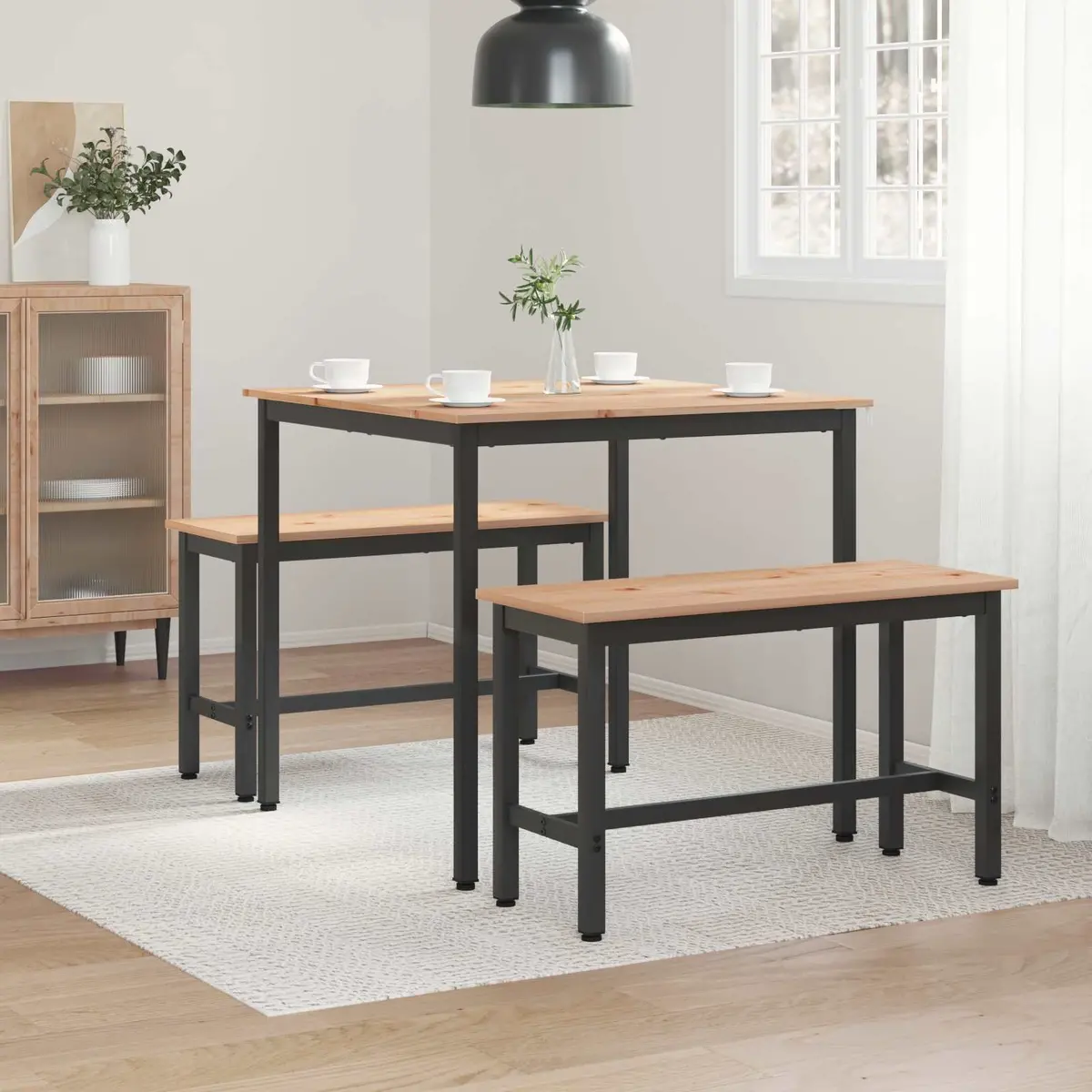 Dining Table Square 80x80x75cm Natural Wood Kitchen Furniture Modern Design