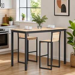 Bar Table Kitchen Dining Room Furniture Solid Pine Wood Natural Brown