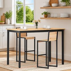Bar Table Solid Pine Wood Metal Legs Kitchen Dining Room Furniture 150x80x105cm