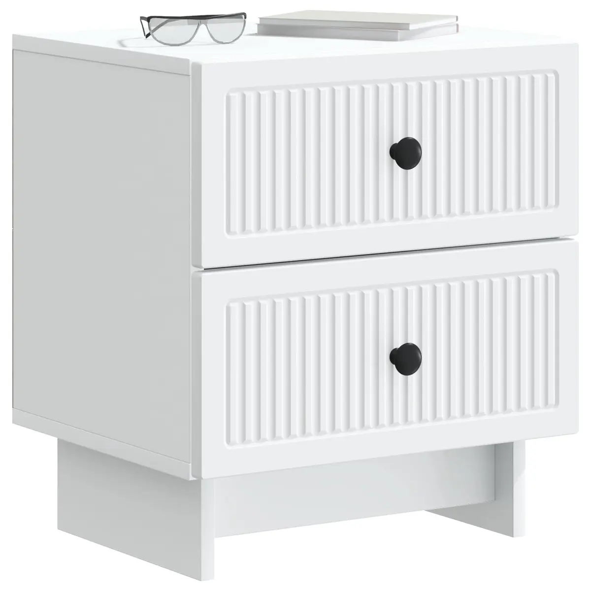 Bedside Cabinet White 43 x 34.5 x 47.5 cm Storage Nightstand Table