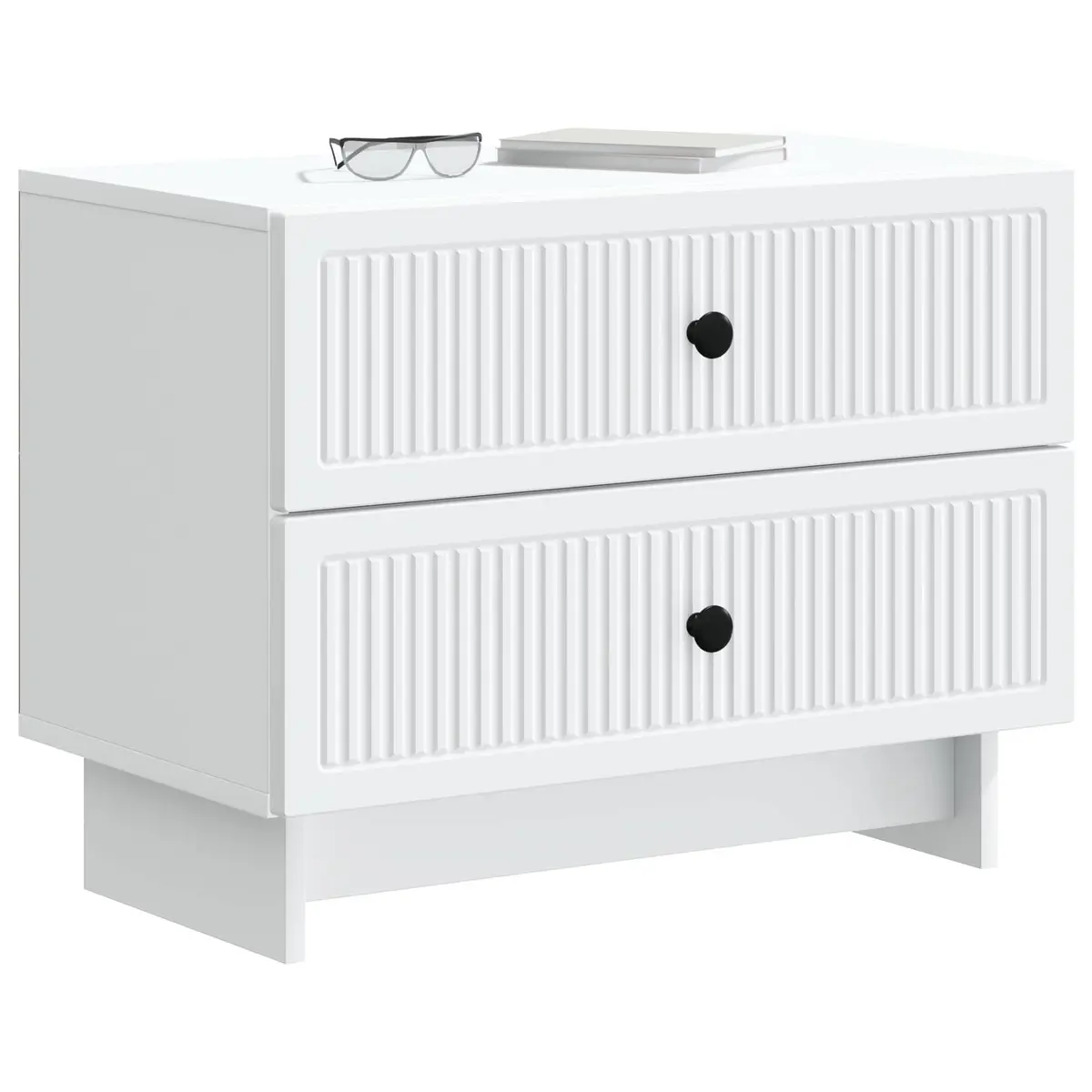 Bedside Cabinet Engineered Wood 62 x 34.5 x 47.5 cm White Vintage Modern Storage Table