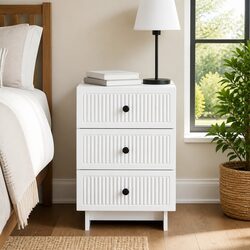 Bedside Cabinet White 43x41x66.5cm Engineered Wood Bedroom Storage Drawers