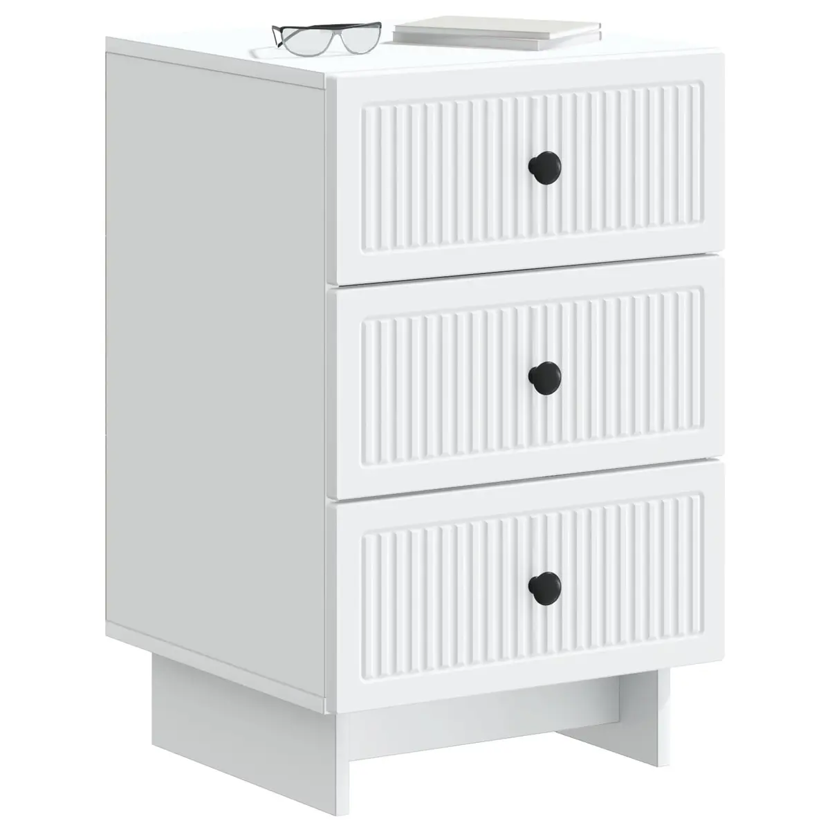 Bedside Cabinet Engineered Wood 43x41x66.5cm White Bedroom Storage Drawers