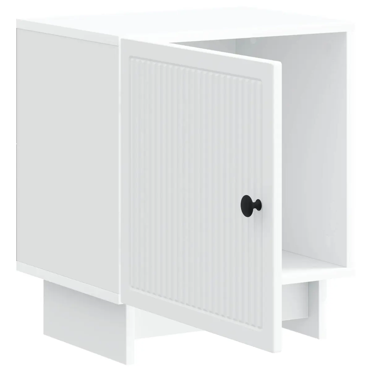 Bedside Cabinet Engineered Wood Compact White Modern Storage Nightstand