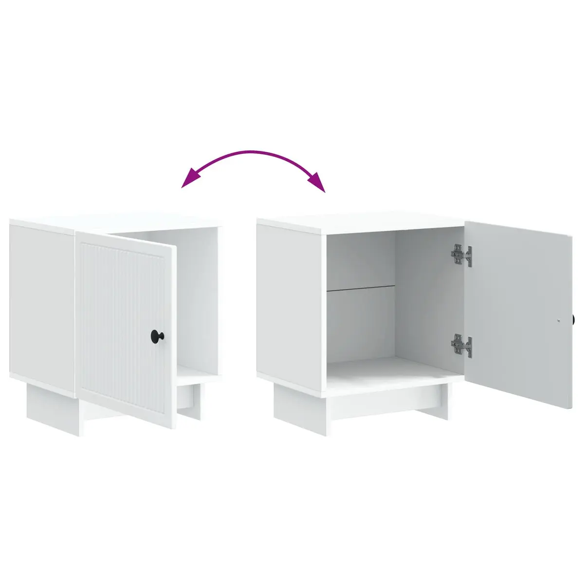 Bedside Cabinet Engineered Wood Compact White Modern Storage Nightstand