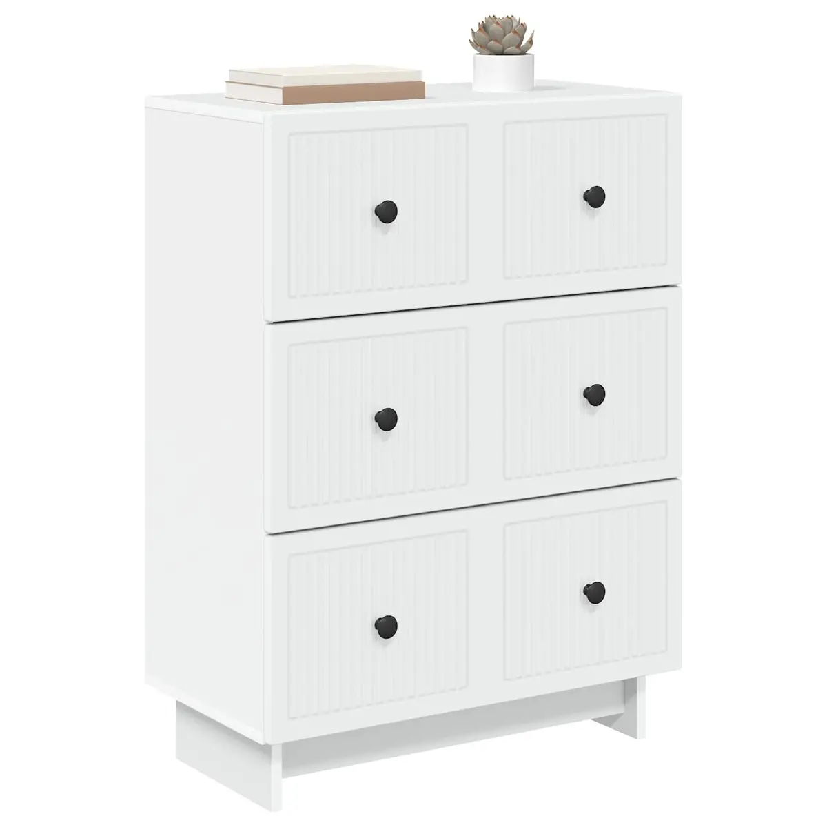 Drawer Cabinet White Storage 66 x 34.5 x 90 cm Engineered Wood Modern Vintage