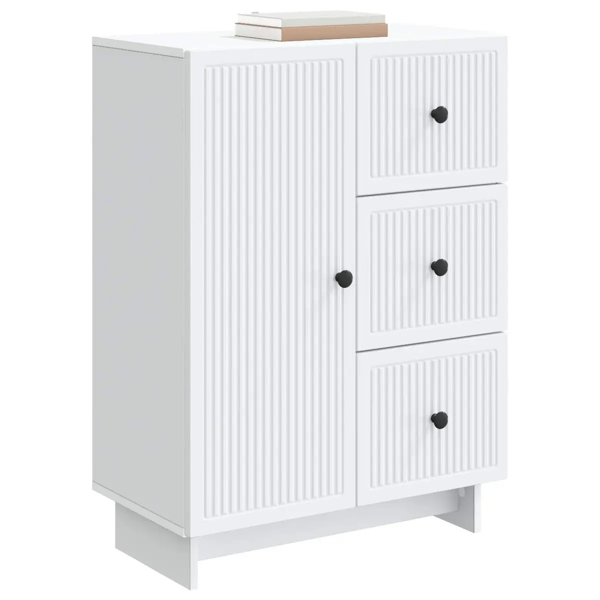 White Sideboard Storage Cabinet Modern Engineered Wood Buffet Living Room Dining