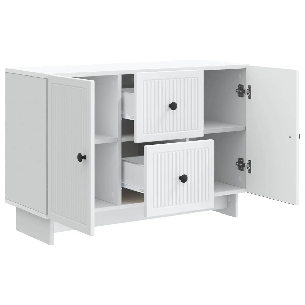 Sideboard White Modern Storage Cabinet with Drawers Shelves Swing Doors