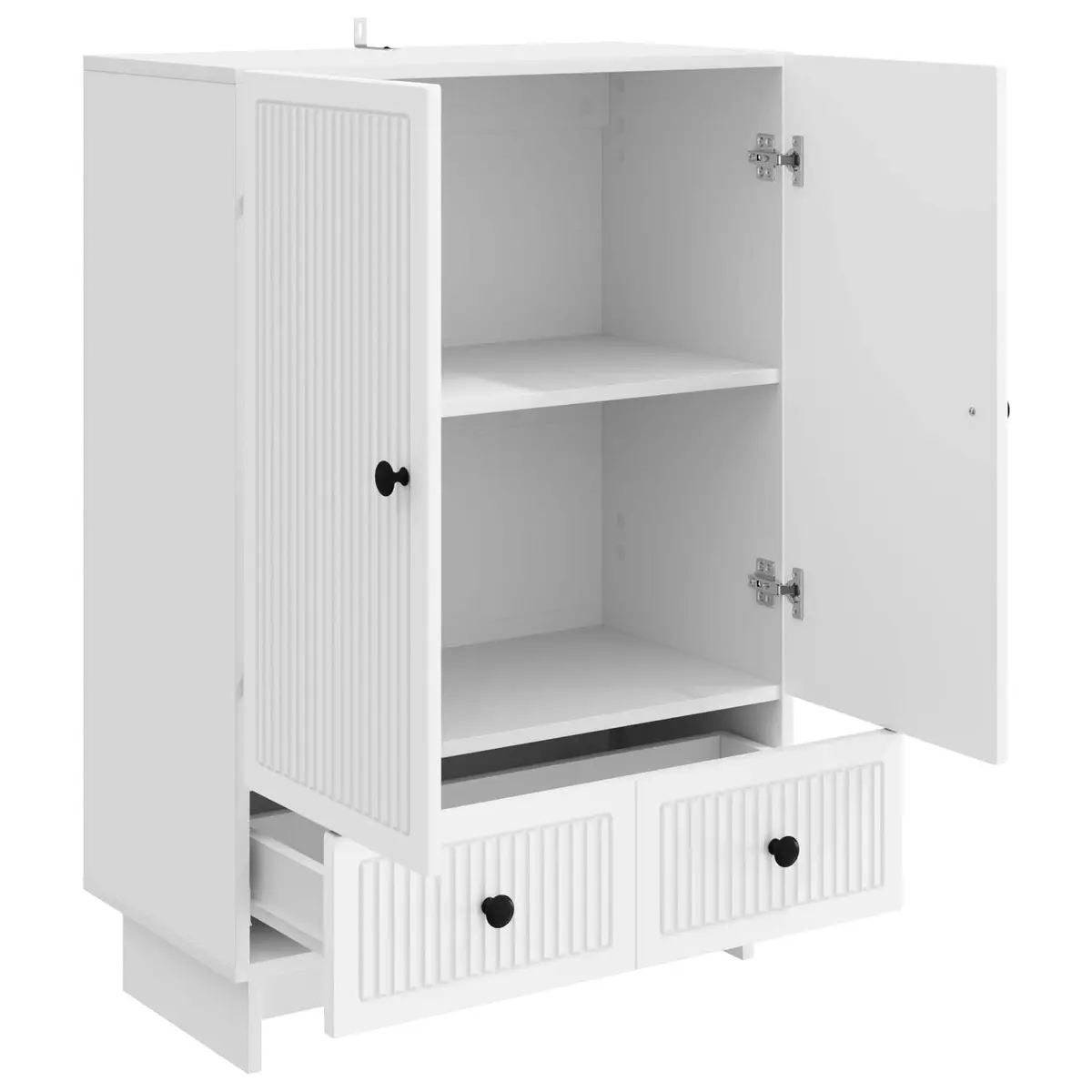 White Sideboard Storage Cabinet with Drawers Doors Engineered Wood Furniture