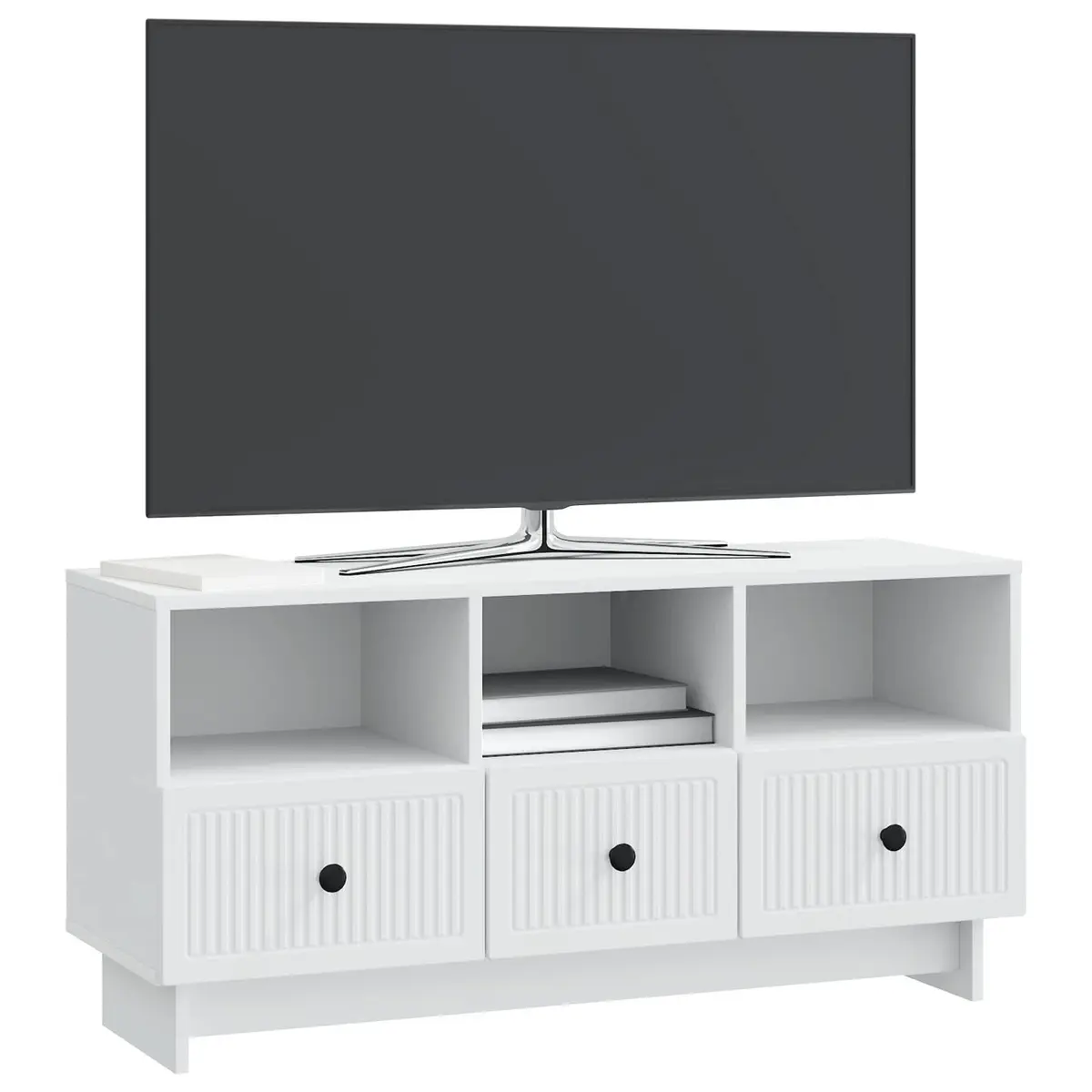 TV Cabinet Engineered Wood 102 x 34.5 x 50 cm White Modern Living Room Entertainment Unit