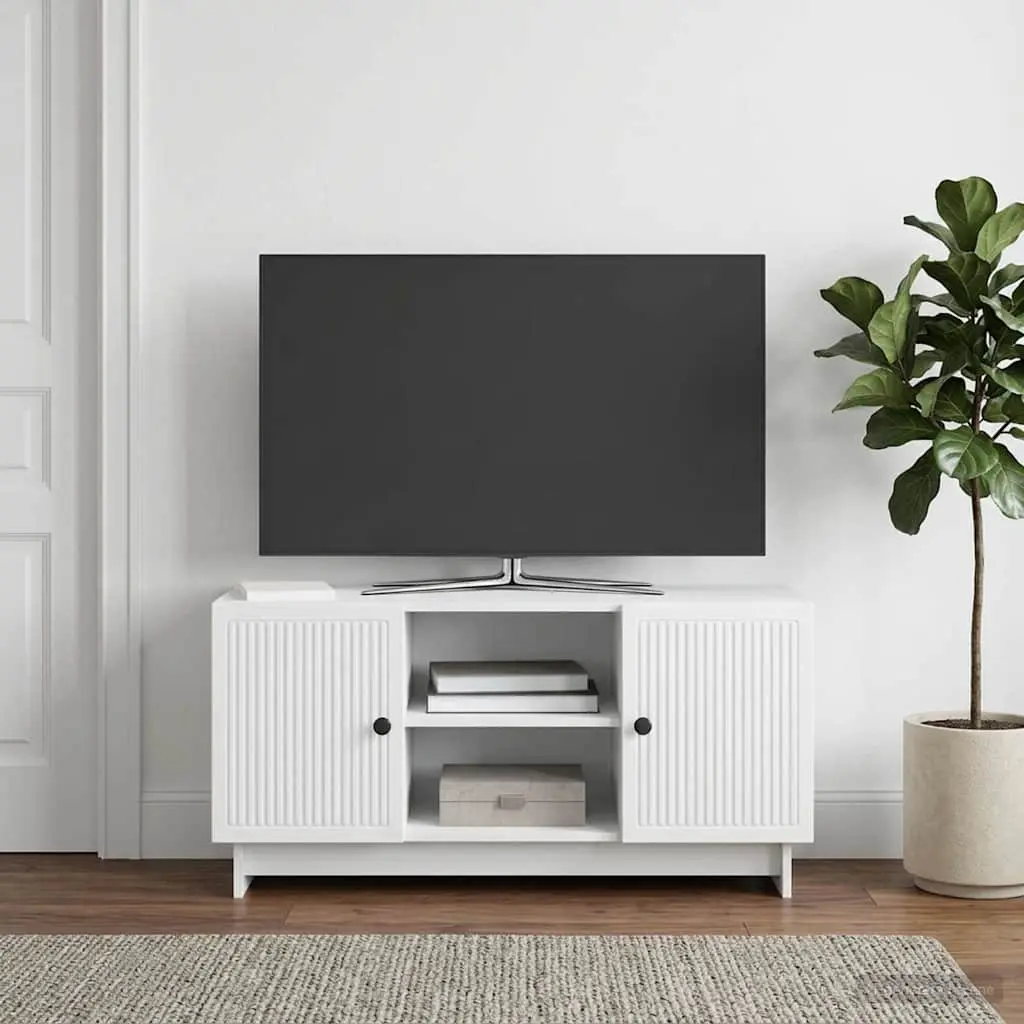TV Cabinet 102 x 34.5 x 50 cm White Storage Unit Living Room Entertainment