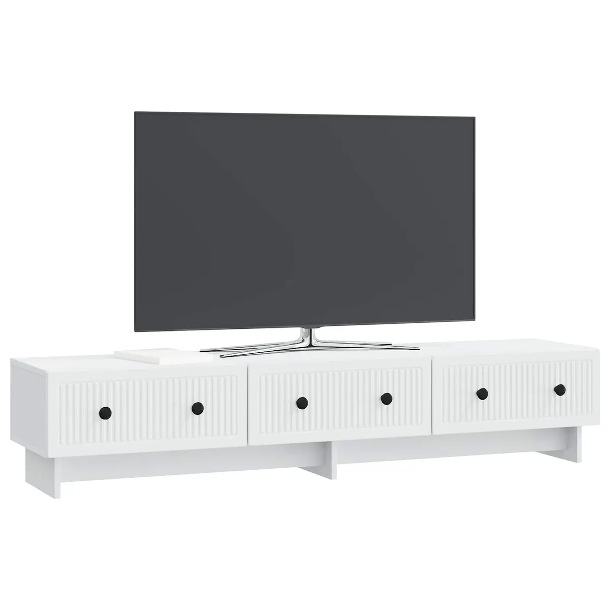 TV Cabinet with Drawer White 147 x 34.5 x 30 cm Engineered Wood Lowboard Unit