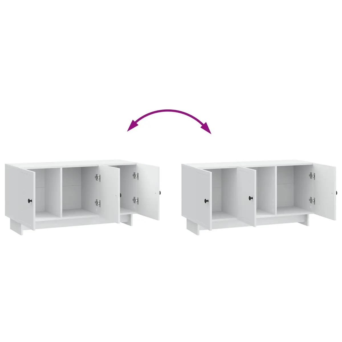 TV Cabinet White Modern Living Room Storage Unit with Shelves and Doors