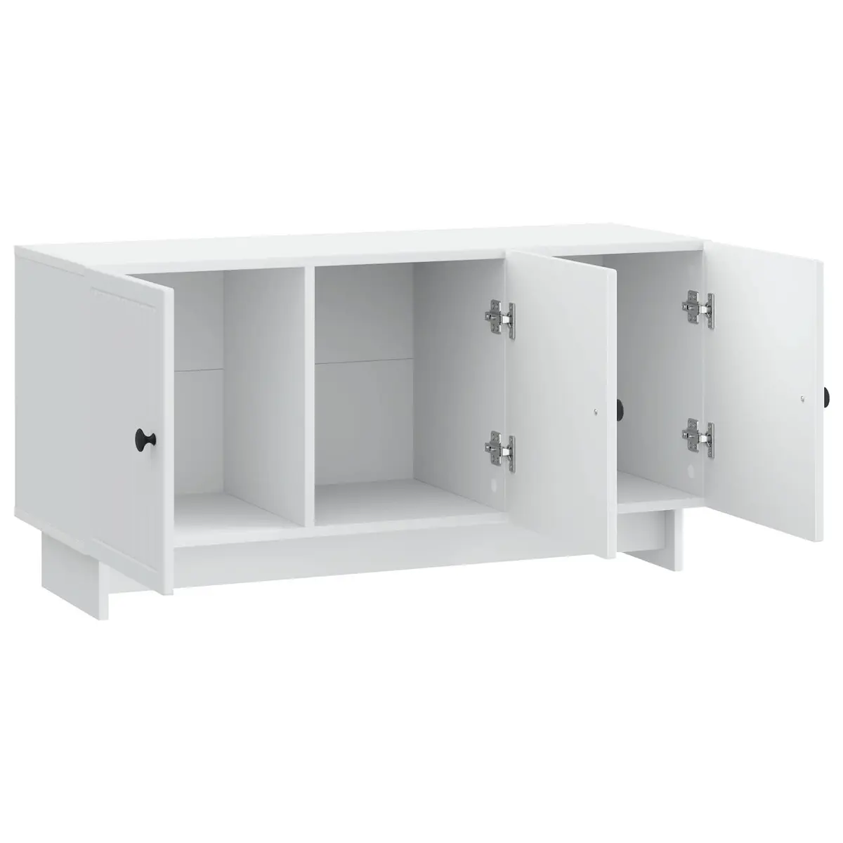 TV Cabinet White Modern Living Room Storage Unit with Shelves and Doors