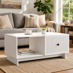 Functional White Coffee Table with Ample Storage