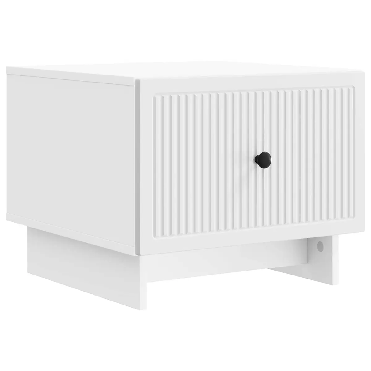 Coffee Table Engineered Wood White Modern Accent Furniture with Drawer and Stripe Border 49x50x40cm