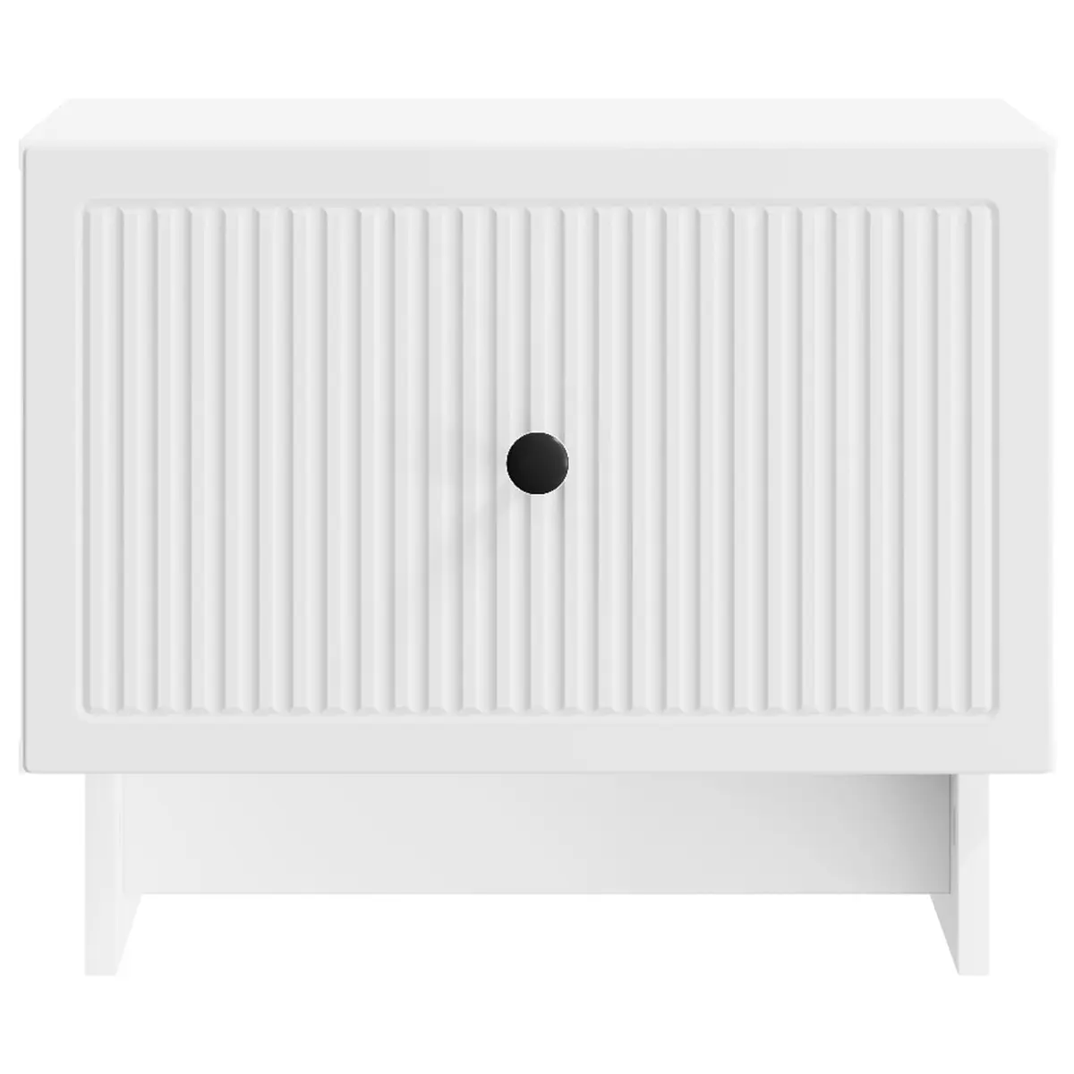 Coffee Table Engineered Wood White Modern Accent Furniture with Drawer and Stripe Border 49x50x40cm