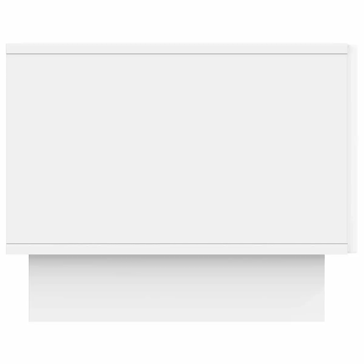 Coffee Table Engineered Wood White Modern Accent Furniture with Drawer and Stripe Border 49x50x40cm