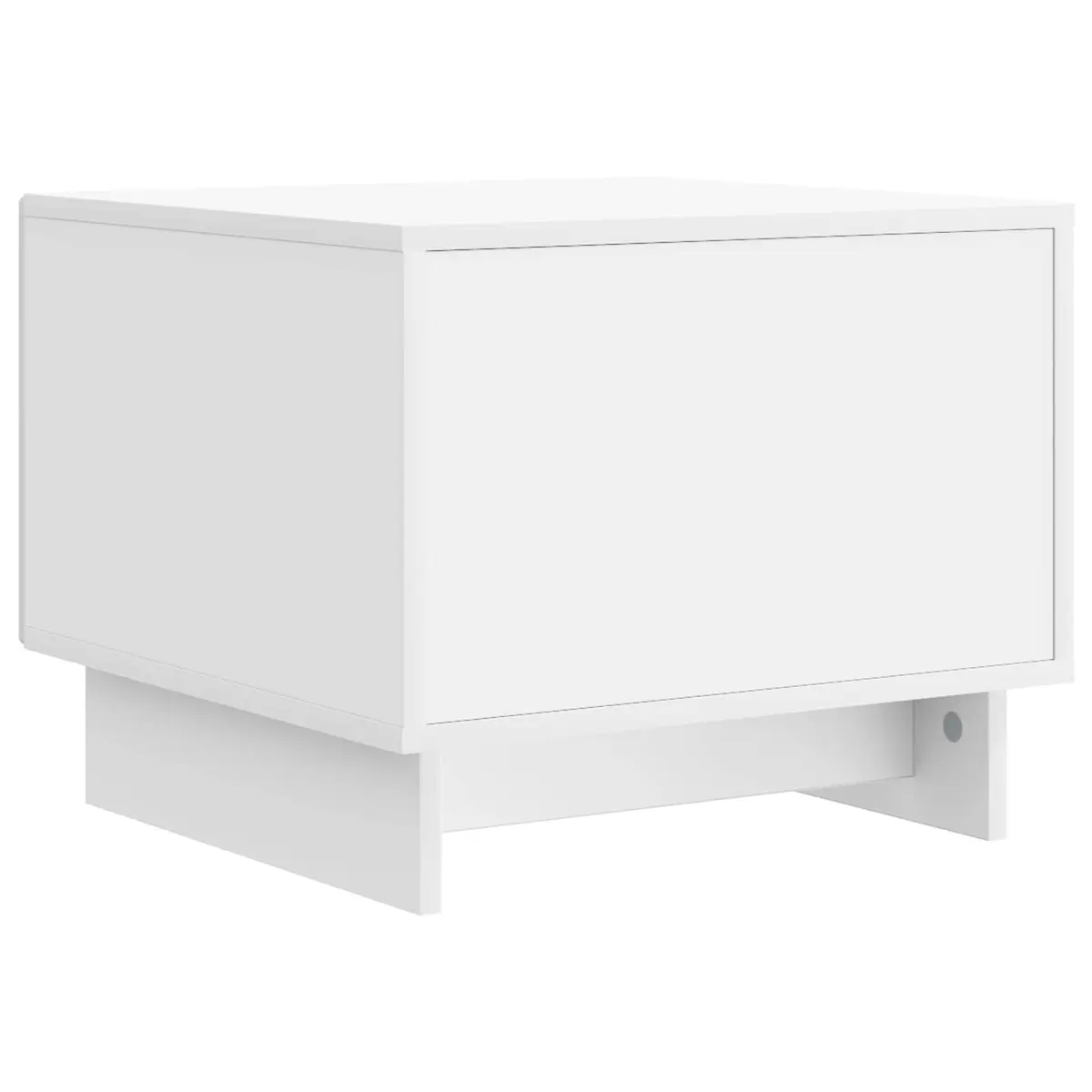 Coffee Table Engineered Wood White Modern Accent Furniture with Drawer and Stripe Border 49x50x40cm