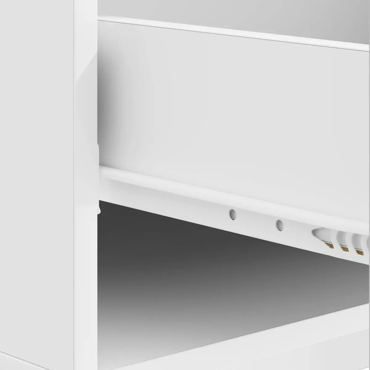 Coffee Table Engineered Wood White Modern Accent Furniture with Drawer and Stripe Border 49x50x40cm