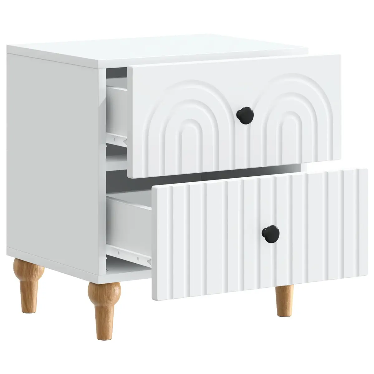 Bedside Cabinet White 43 x 34.5 x 48 cm Modern Storage Drawer Nightstand Table