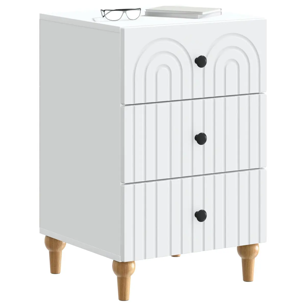 Bedside Cabinet Engineered Wood White Nightstand 43 x 41 x 66.5 cm