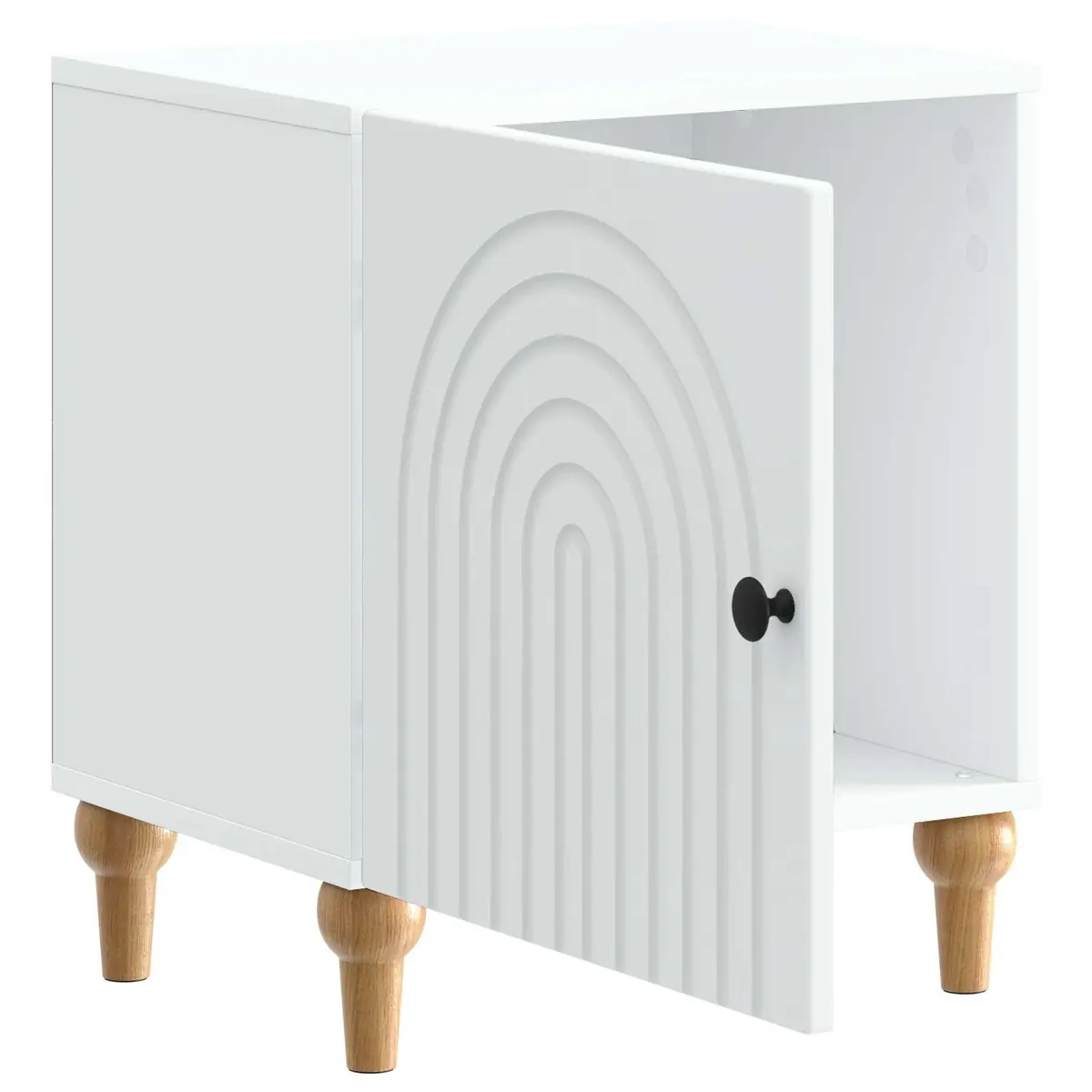 Nightstand Bedside Cabinet Engineered Wood White 43x34.5x50cm Storage Table