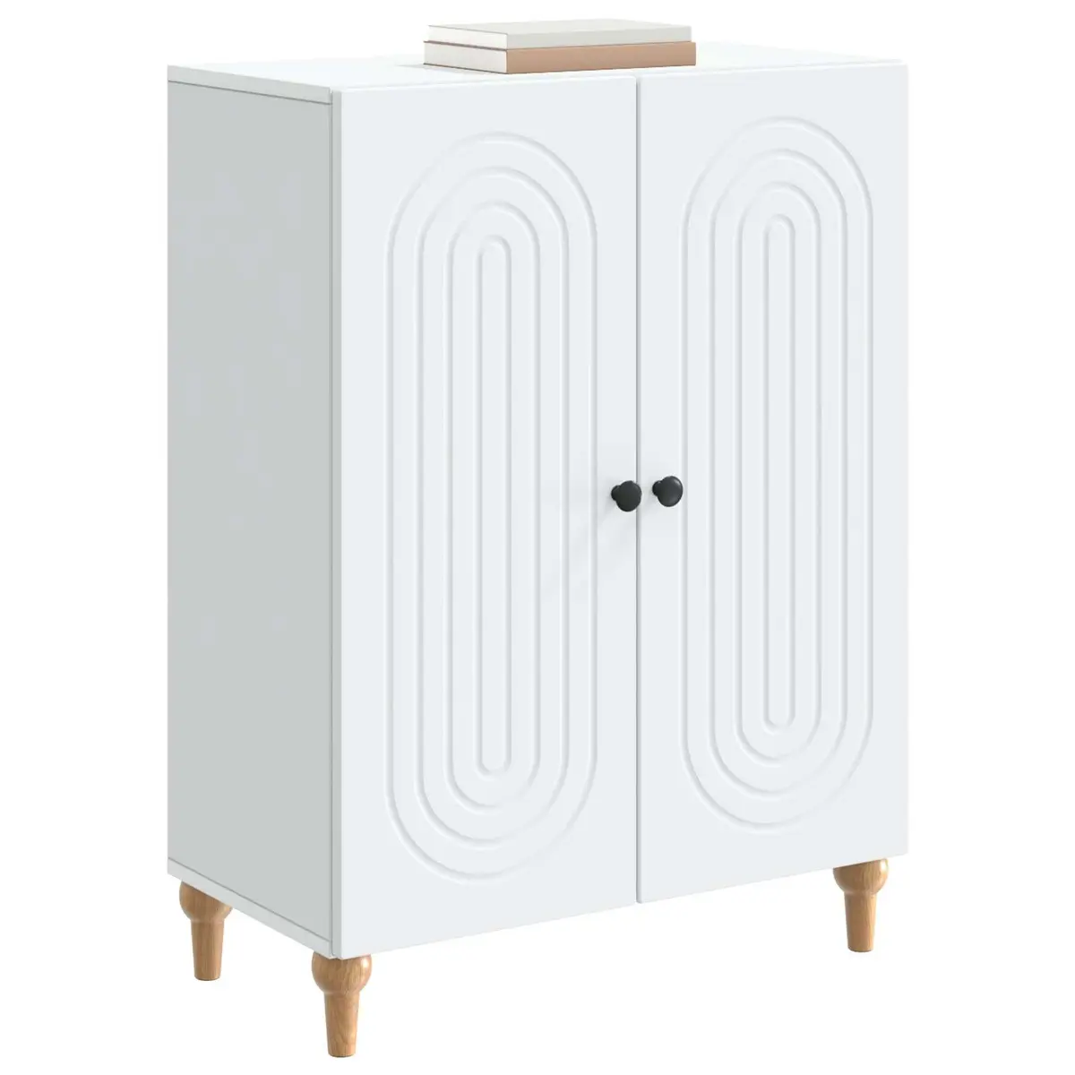 Sideboard Engineered Wood Clean Lines White 66x34.5x90cm Storage Cabinet for Living Dining Room