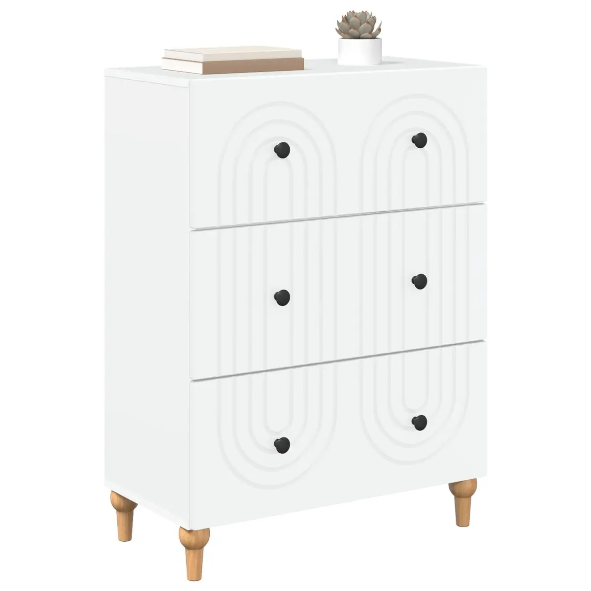 Drawer Unit White Engineered Wood 66 x 34.5 x 90 cm Modern Storage Cabinet for Living Room