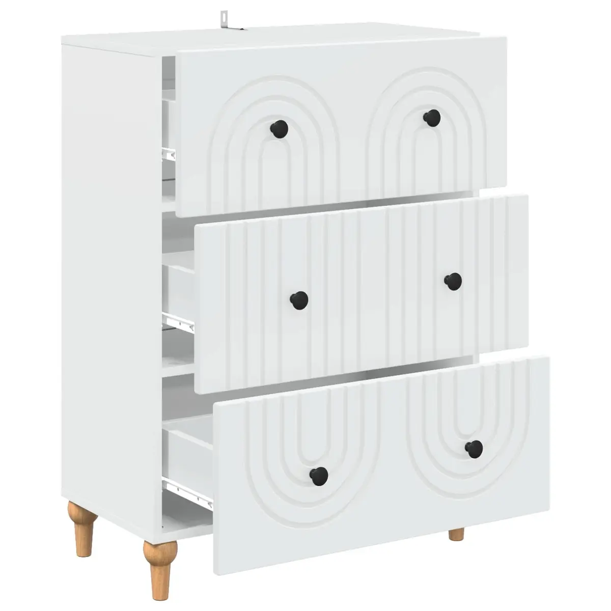 Drawer Unit White Engineered Wood 66 x 34.5 x 90 cm Modern Storage Cabinet for Living Room