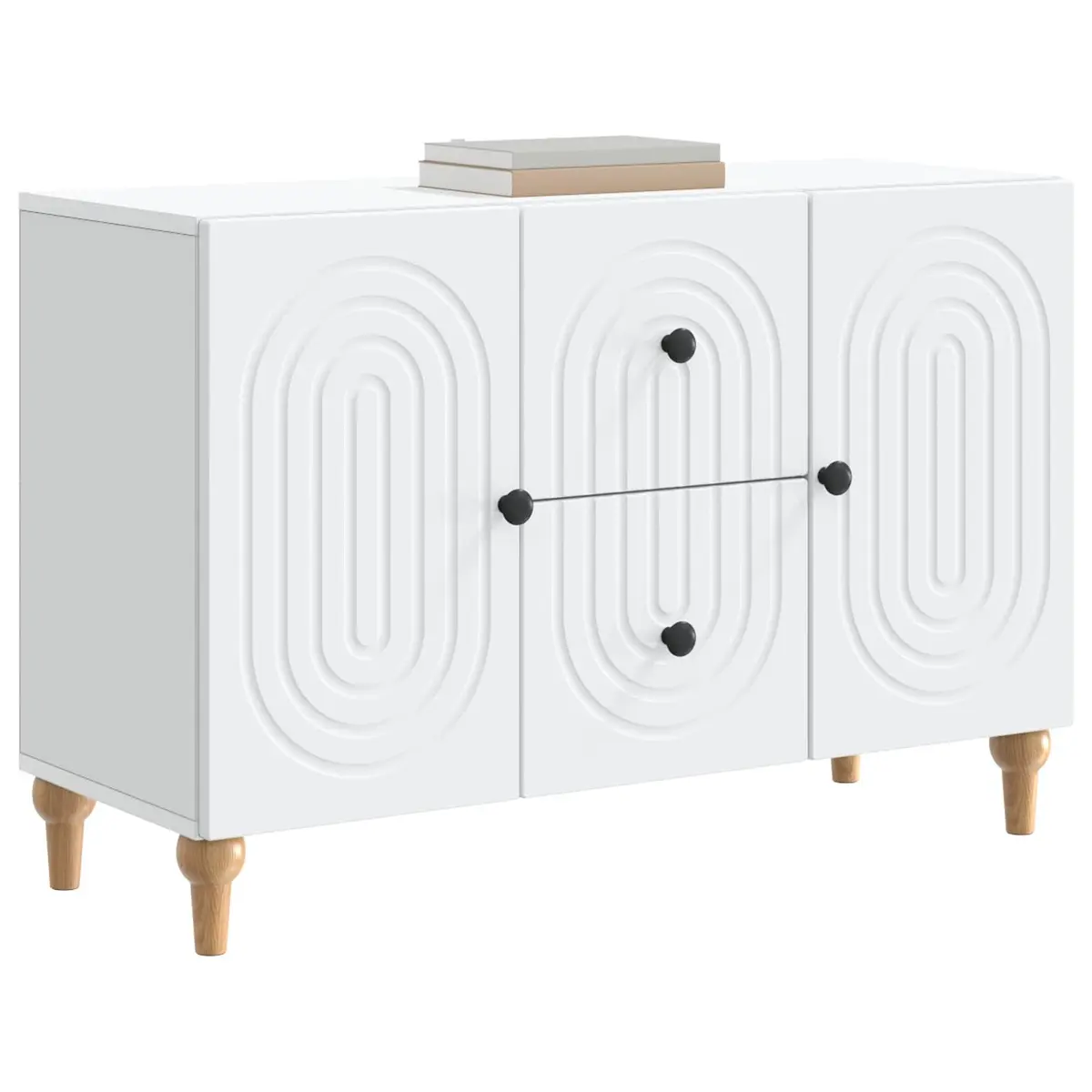 TV Cabinet Engineered Wood 89 x 34.5 x 60 cm White Modern Storage Unit with Drawer