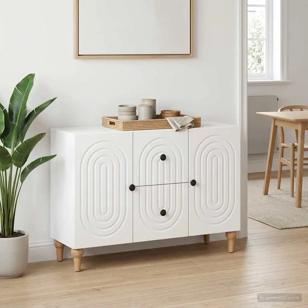 TV Cabinet Engineered Wood 89 x 34.5 x 60 cm White Modern Storage Unit with Drawer